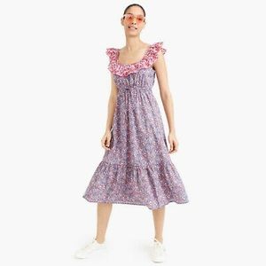 JCrew Liberty floral ruffle cinch waist sun dress